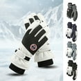 thumbnail image 2 of Naierhg 1 Pair Cycling Gloves Thickened Soft Plush Windproof Heat Retention Waterproof Touch Screen Anti-slip Great Friction Men Outdoor Skiing Skating Gloves keep warm Black, 2 of 8