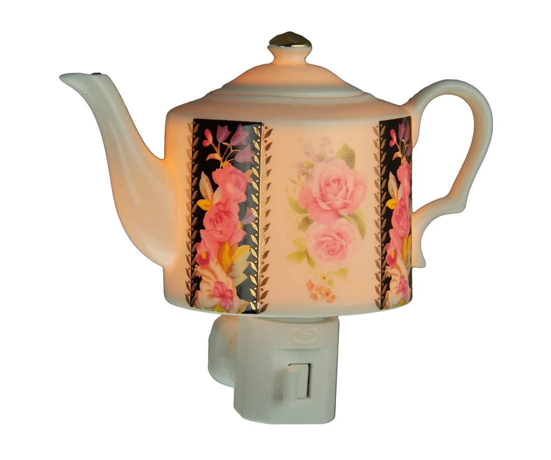 Pink Rose Garden White Porcelain Teapot Plug In Night Light Walmart Canada