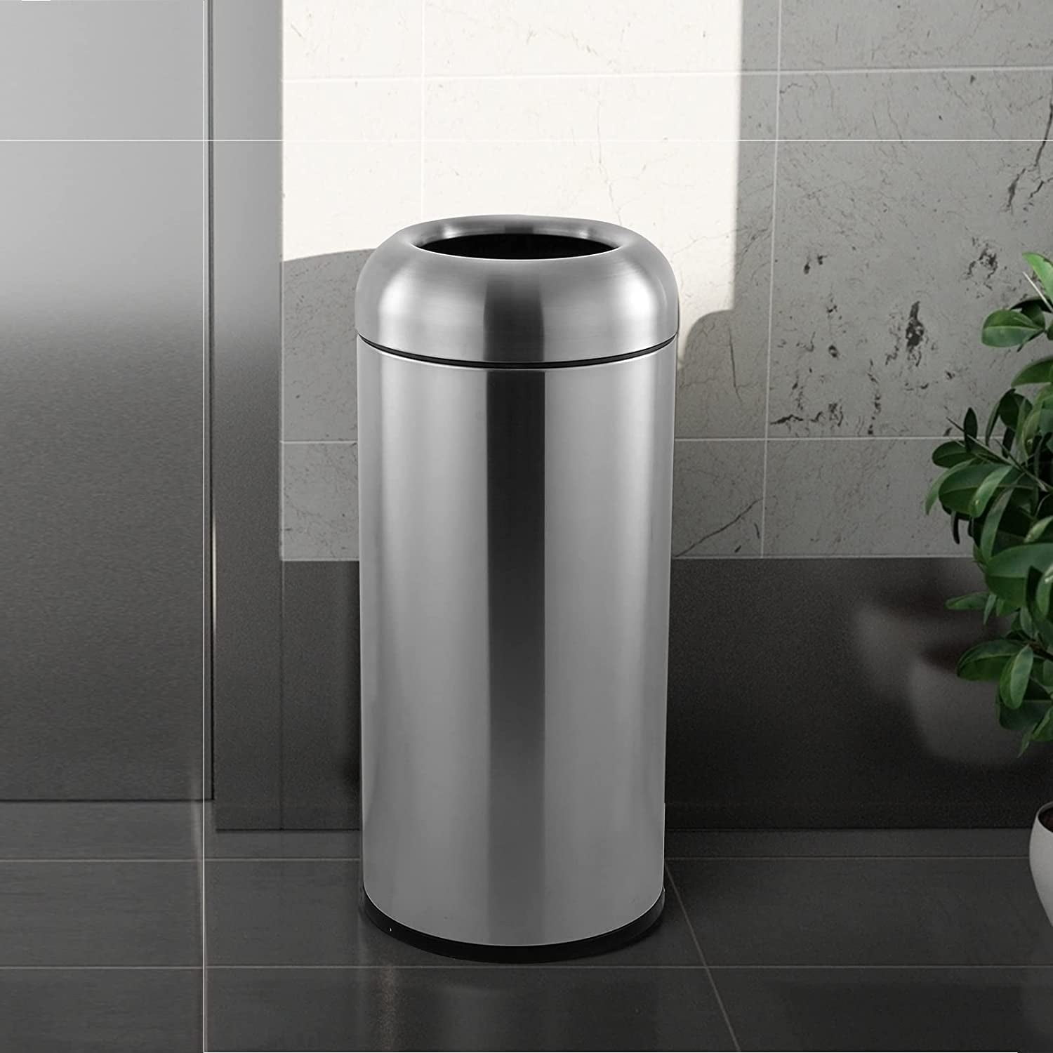 LINSHUI Trash Can Commercial Garbage Bin Outdoor Trash Bin Open Top Inside Large Garbage