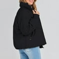 thumbnail image 4 of Women's Winter Long Sleeve Zipper Padded Pocket Loose Short Coat, 4 of 9