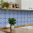 thumbnail image 2 of Mi Alma Blue Greek Floral Peel & Stick Tiles - Vinyl Backsplash 8x8, 2 of 10