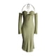 thumbnail image 1 of Sunloudy Vestido Midi Elegante para Mujer, Vestido de Fiesta con Cola de Pescado de Color Sólido y Manga Larga con Escote Halter y Tirantes Halter Sunloudy  moda, 1 of 9