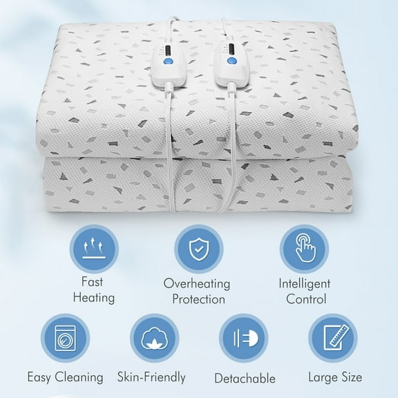 MaxKare Heated Mattress Pad 78"x80" King Size with Dual Controllers, 4 Heating Levels & 10H Auto-off, ETL Certification, Machine Washable