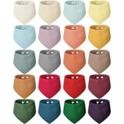 20 Pcs Muslin Baby Bibs Bandana Drool All Cotton Bibs for Baby Boy Girl Adjustable Neutral Colorful Newborn Bibs for Teething and Drooling 20 Colors