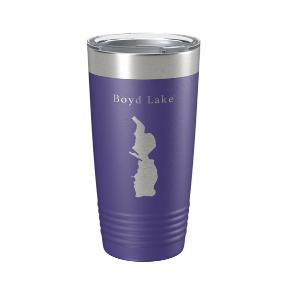 Boyd Lake Map Tumbler Travel Mug Insulated Laser Engraved Coffee Cup Colorado 20 oz Purple
