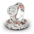 thumbnail image 3 of Jeulia 4 Carat Openwork Ring Sets for Women 925 Sterling Silver Wedding Sets Rose Gold Round Cut Halo Engagement Ring White Diamond Band CZ Solitaire Anniversary Promise Rings, 3 of 4