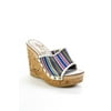 Pre-owned|Miu Miu Womens Stripe Open Toe Platform Wedges Multicolor Size 7