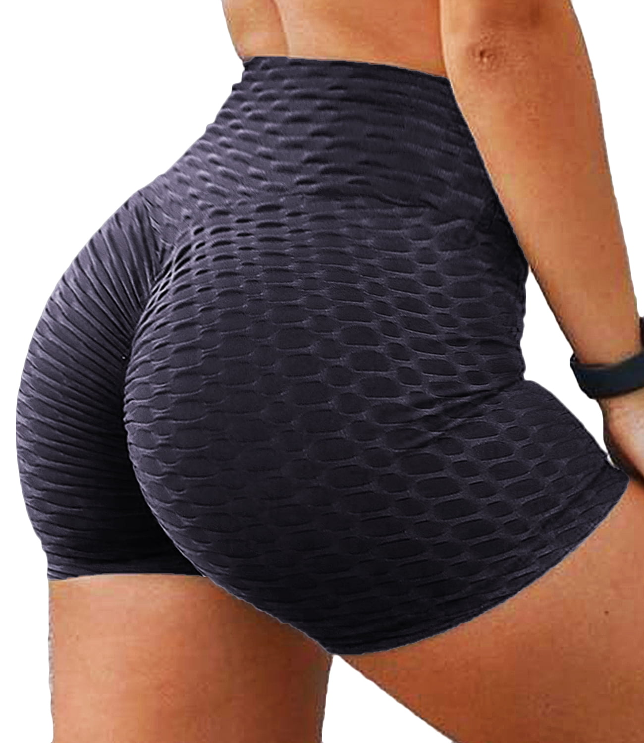 Dog Sunscreen Butt Porn - SEASUM Women's High Waist Butt Lift Workout Shorts Tummy Control Textured  Yoga Sports Shorts Dark Blue XL - Walmart.com