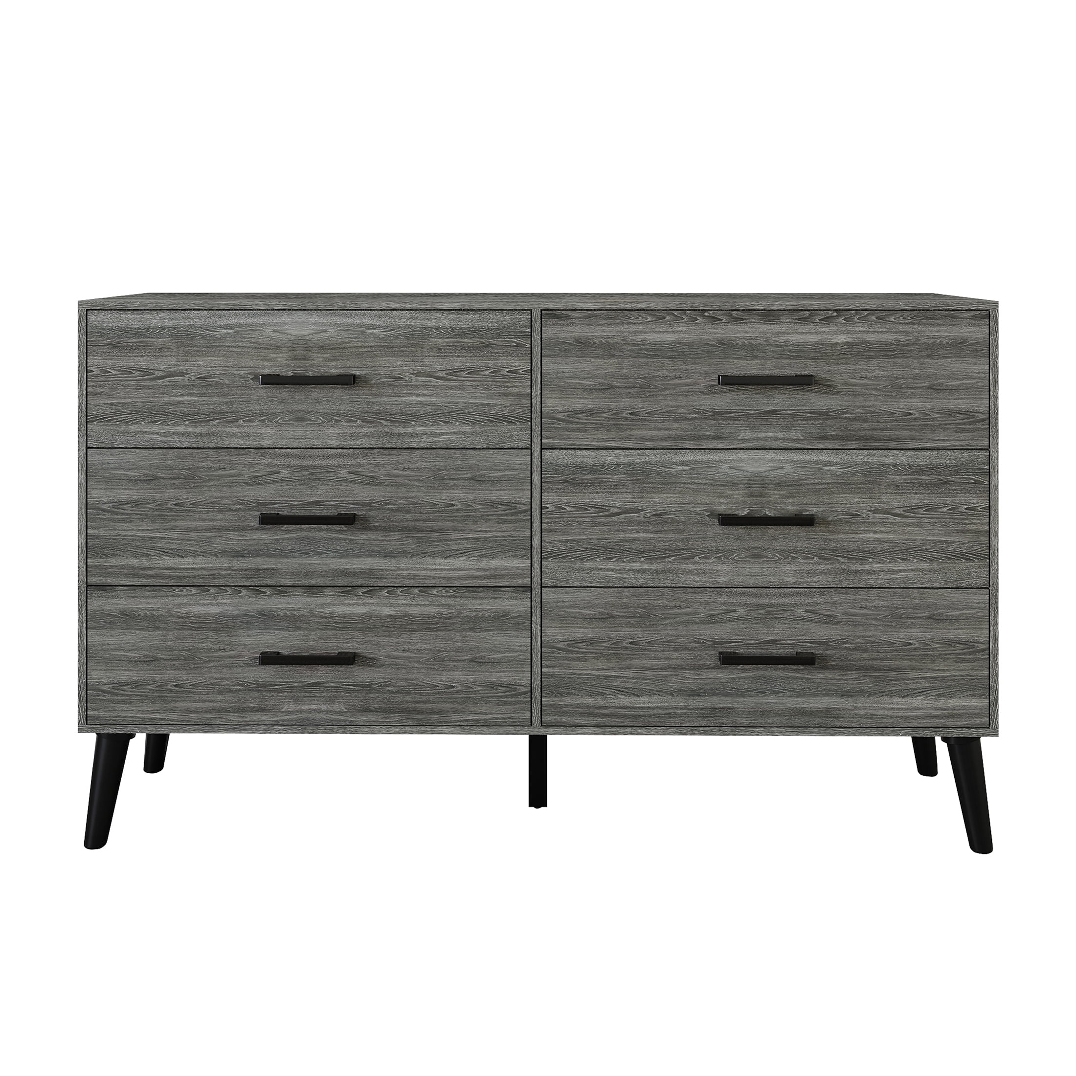 Castle Place Rustic 6 Drawer Wooden Dresser, Dark Grey