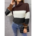 thumbnail image 2 of YAZI Women's Sweaters Casual Long Sleeve Crewneck Color Block Patchwork Pullover Knit Sweater Tops, 2 of 12