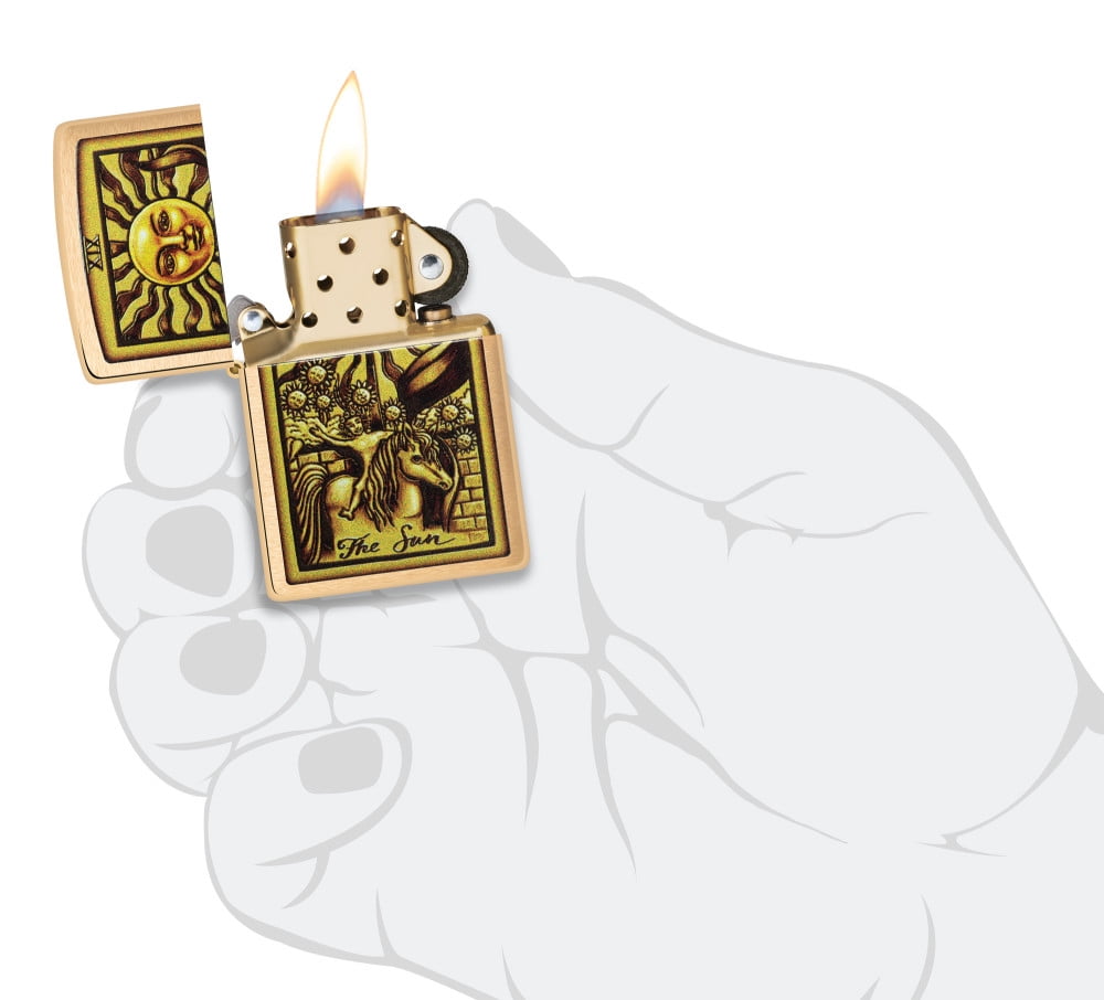 Zippo Tarot Card Brushed Brass Pocket Lighter