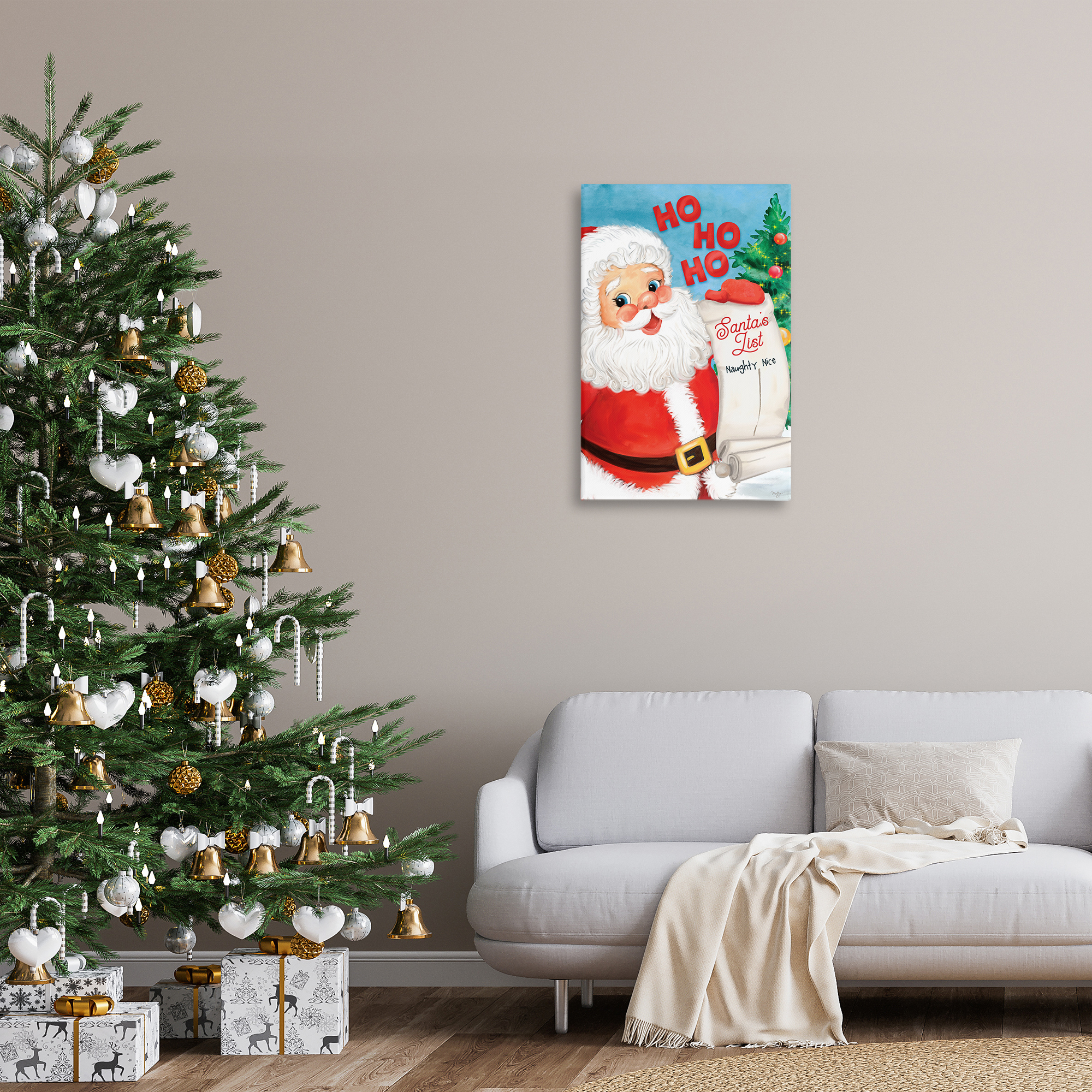 Stupell Industries Santa's Naughty Nice List Holiday Painting Gallery Wrapped Canvas Art Print Wall Art, 20 x 30