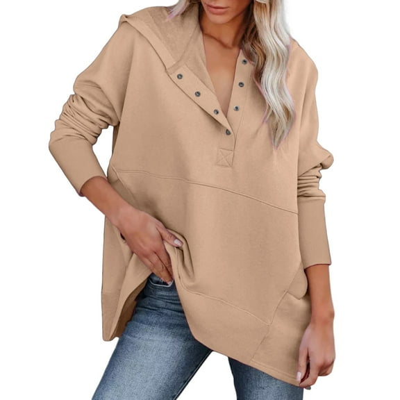 Gerichy Long Sleeve Tops for Women Womens Fashion Hoodies Sweatshirts Casual Long Sleeve Button Up Hooded Tops