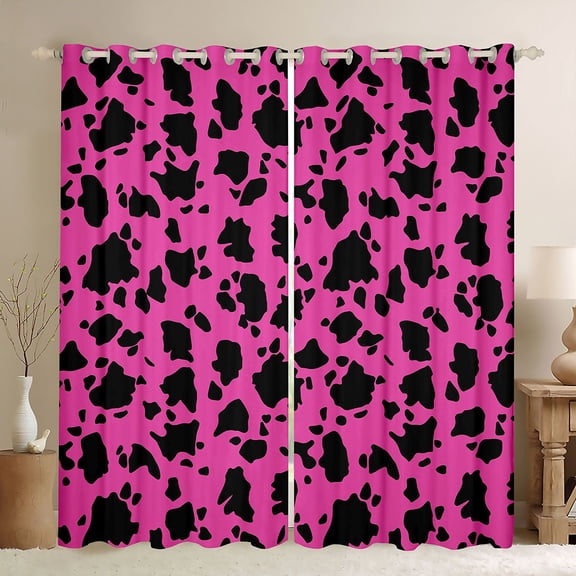 Castle Fairy Animal Cattle Print Curtains Pack of 2 (42x84 Each) for Female Men,Abstract Cow Bull Print Curtains Blackout,Rustic Farmhouse Bedroom Curtains,Breathable Home Decor