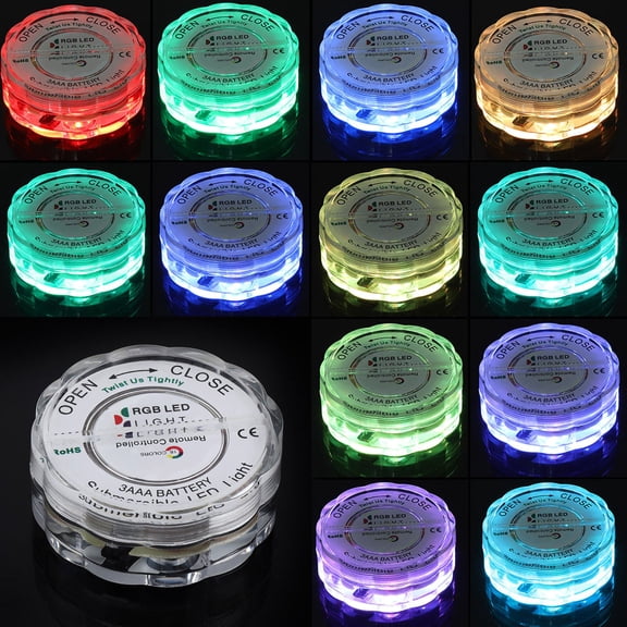 Underwater Light LED RGB Lights Waterproof Remote Control Underwater Lamp Wedding Party Vase Decor 4pcs/Set