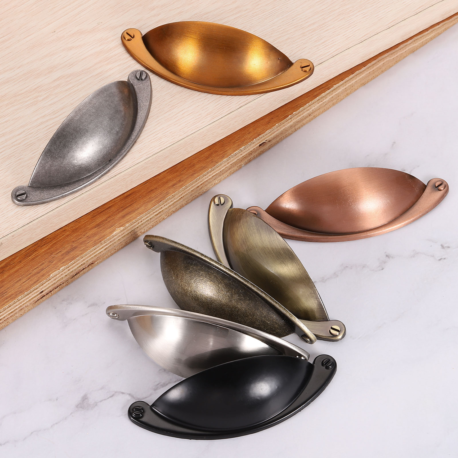 Unique Bargains Zinc Alloy Brushed Cup Pull with Screws for Cabinet and Dresser Red Bronze