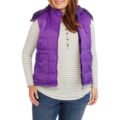 Women's PlusSize Reversible Plaid Puffer Vest