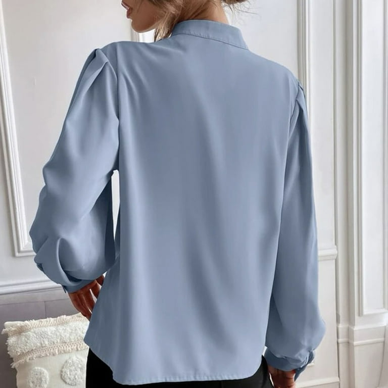 HAPIMO Women's Crew Neck Shirts Fall Loose Business Tops Regular