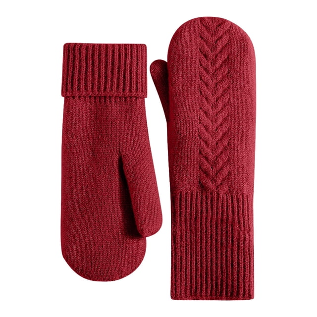 Gants pour Femmes Gants d'Hiver en Tricot Chauds à Doigts Complets pour Femmes avec Protection Améliorée Doublés en Molleton