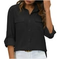 thumbnail image 4 of qolati Womens Button Down Shirt 2024 Casual Long Sleeves Cotton Linen Blouse Loose fit Classic Collared Business Work Dressy Tops with Pockets, 4 of 5