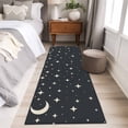 thumbnail image 4 of 2'x6' Rug Runners for Hallways Kitchen, Modern Black Grey Non Slip Entryway Beside Floor Carpet Runner, Japanese Style Moon Stars Minimalism Laundry Room Bedroom Throw Rugs Mat for Family Pet, 4 of 8