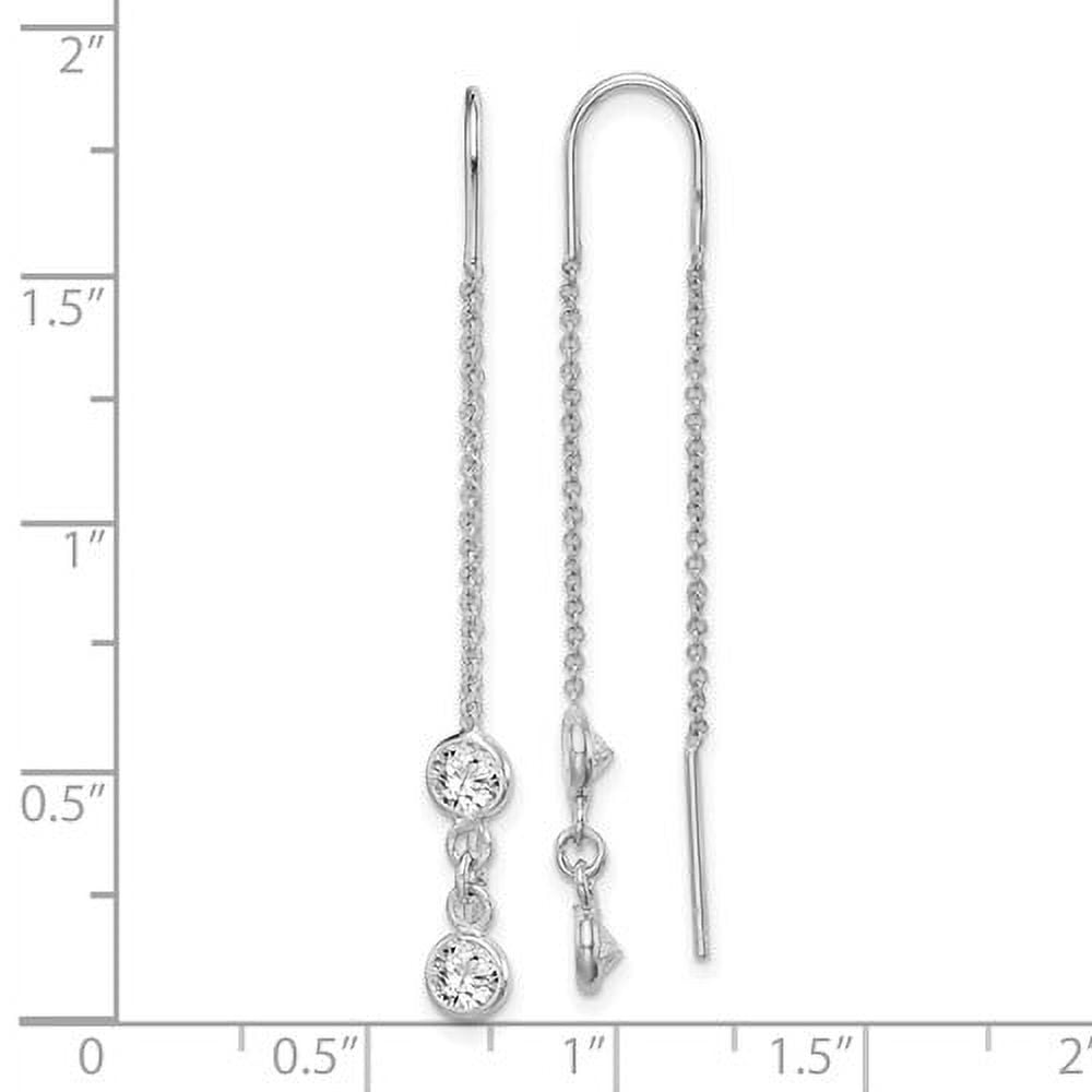 Primal Silver Sterling Silver Rhodium-plated CZ Threader Earrings