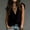 Black, variant on Women's Summer Cotton Linen V-Neck Cami Top Tie Shoulder Loose Sleeveless Blouse Tank Top Navy M