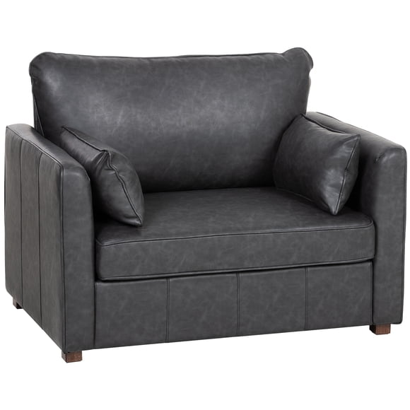 HOMCOM Accent Chair, PU Leather Upholstered Armchair with Wide Seat, Black