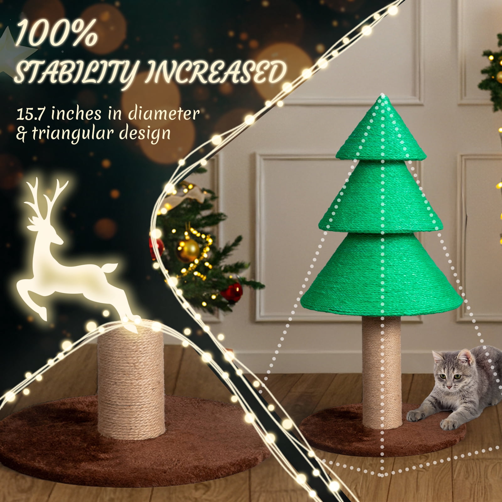 SalonMore 31.5-Inch Cat Scratcher, Large Sisal Scratching Post for Indoor Cats to Groom Claws and Play