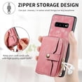 thumbnail image 4 of Phone Case for Samsung Galaxy S10 Zipper Wallet Cover with Credit Card Holder Slot Shoulder Crossbody Strap Long Lanyard Leather Cell Accessories S 10 Edge 10S GS10 X10 Women Girls Men Pink, 4 of 13