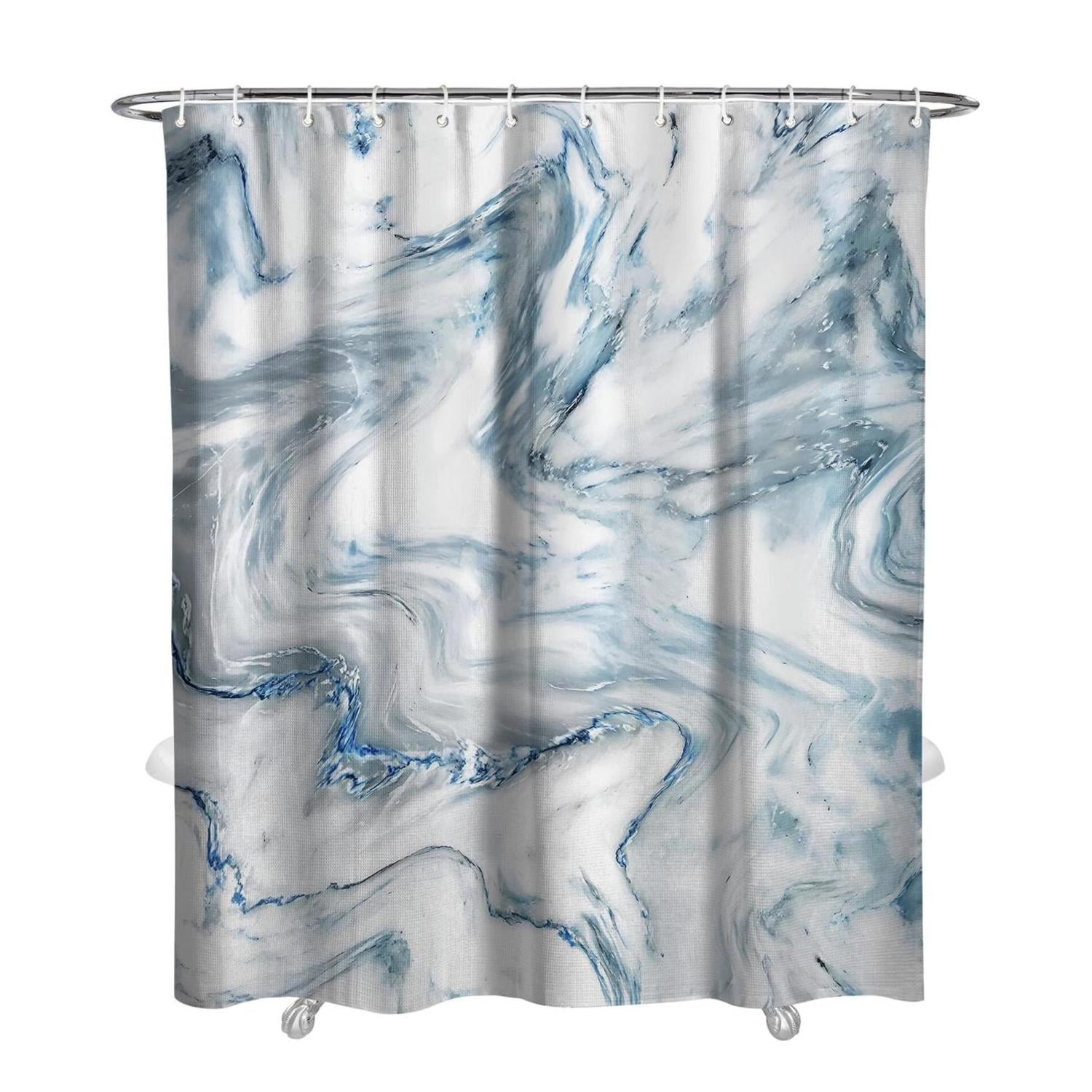 Extra Long Shower Curtain 72 x 84, Blue Marble 84 inch Tall Shower