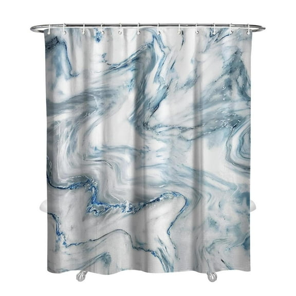 Extra Long Shower Curtain 72 x 84, Blue Marble 84 inch Tall Shower Curtain Set, Modern Abstract Shower Curtain for Bathroom Decor, Light Blue Luxury Waterproof Shower Curtain