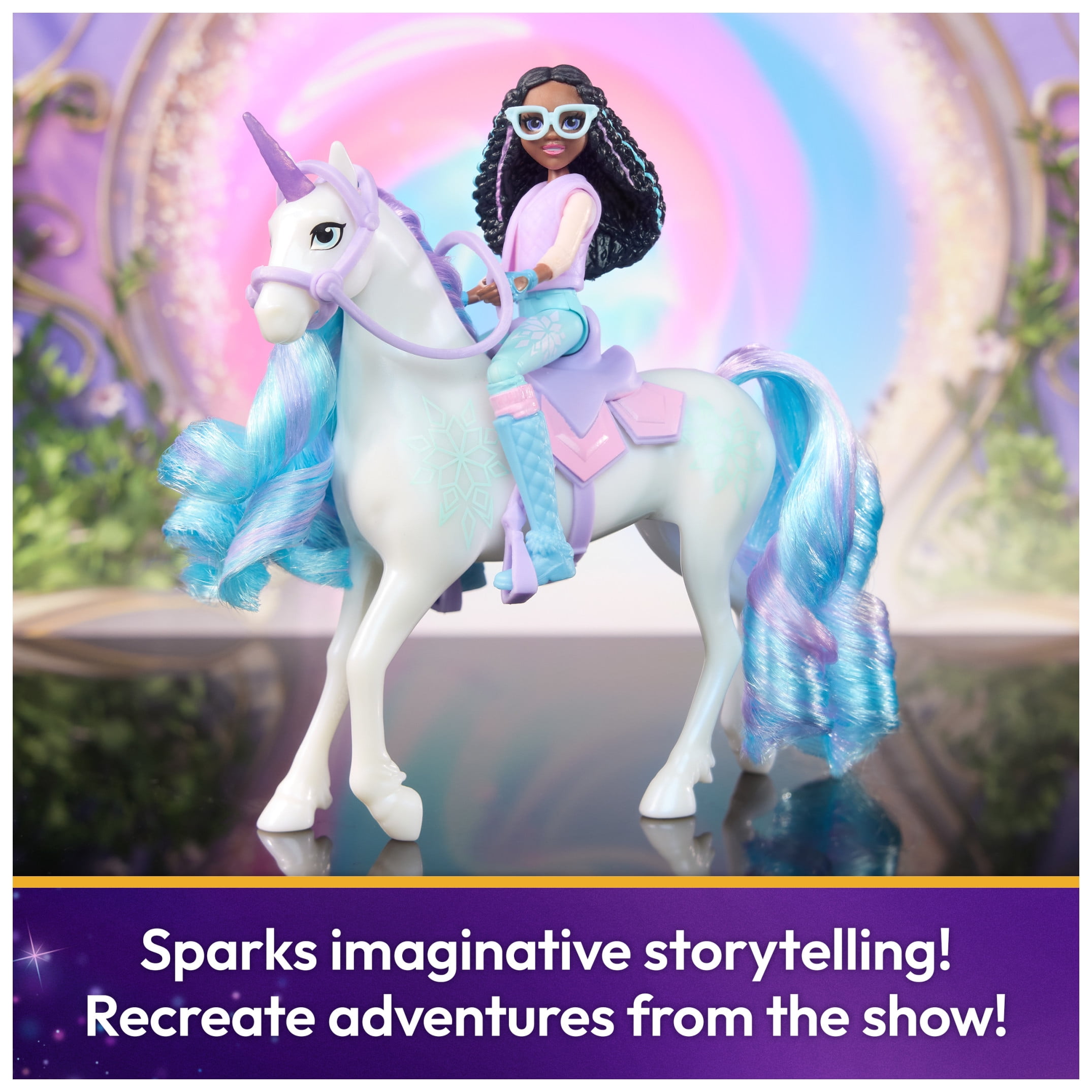 Unicorn Academy, Layla & Glacier with 2 Riding Accessories, Toys for Girls Ages 4+