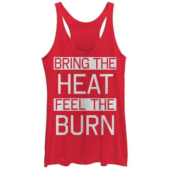 Women's CHIN UP Bring Heat Feel Burn Racerback Tank Top Red Heather Small