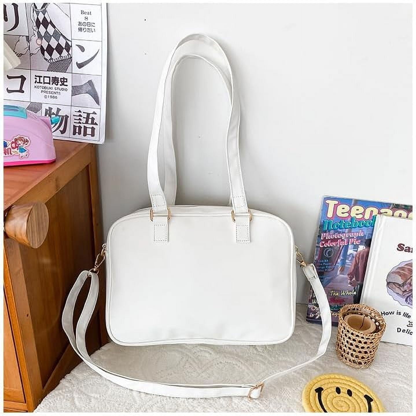 JUYGO Clear Aesthetic Bag Ita Bag Cute Messenger Bag Crossbody Bag for Women JK Tote Purse