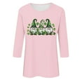 thumbnail image 4 of Fewfanhot Women's St Patrick's Day Shamrock Print Top, 3/4 Sleeve Crewneck Casual Shirt with LuckyClover Design, Loose Fit Holiday Tee for Spring Festival Wear, 4 of 4