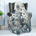 thumbnail image 3 of Ambesonne Floral Eucalyptus Fleece Throw Blanket Vintage Flowering 50"x70" Slate Blue and Burgundy, 3 of 5