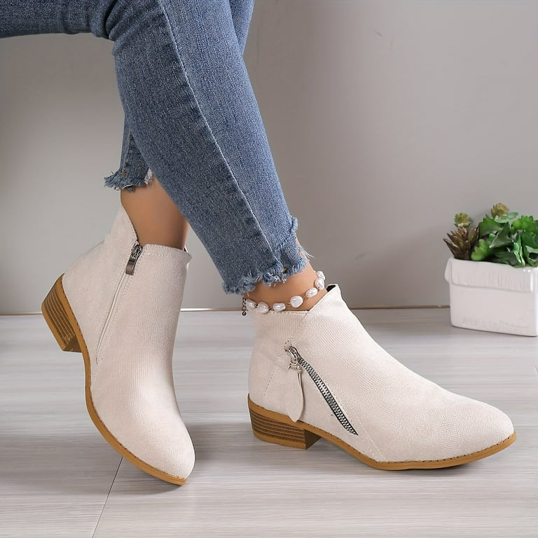 Womens beige top suede ankle boots