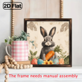 thumbnail image 6 of 2D Flat - 1pc Classic Easter Bunny Holding Carrot WoodFramed Sign, 2D Flat, Vintage Style, 8x8inch, for Easter Celebration, Springtime, Wall Decoration, Multipurpose Use, 2D Flat, 6 of 9