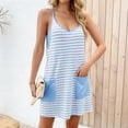 thumbnail image 6 of UDAUDU Women's Romper Dress Athletic with Built in Shorts Underneath Striped Cami Sundress with Pockets Summer Set One Piece Outfits Light Blue L, 6 of 7