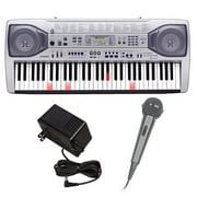 Angle View: Casio Karaoke Keyboard With Lighted Keys and Microphone, LK90ADMC