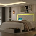 thumbnail image 6 of Fastroby Full Upholstered Bed Frame with LED Headboard & Storage Drawer, No Box Spring Required, 6 of 10
