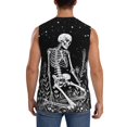 thumbnail image 4 of Haiem Men's Vintage Black white Plant skull Print Tank Tops Summer Sleeveless Cut Off Workout T-Shirts Fitness Vest Athletic Undershirts-, 4 of 8