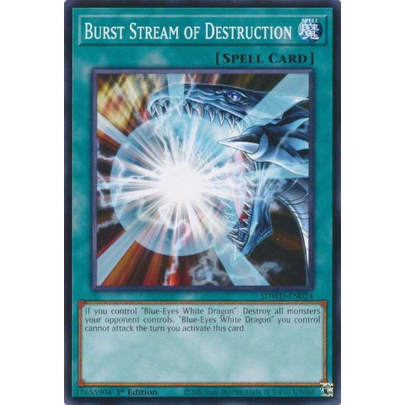 YuGiOh Blue-Eyes White Destiny Structure Deck Common / Short Print Burst Stream of Destruction SDWD-EN024 (Unlimited Misprint)