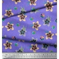 thumbnail image 2 of Soimoi Purple Cotton Voile Fabric Leaves & Flower Floral Decor Fabric Printed Yard 56 Inch Wide, 2 of 3