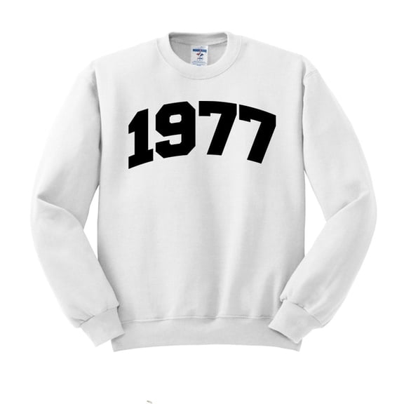 1977 College Style Sweatshirt Unisex Large White