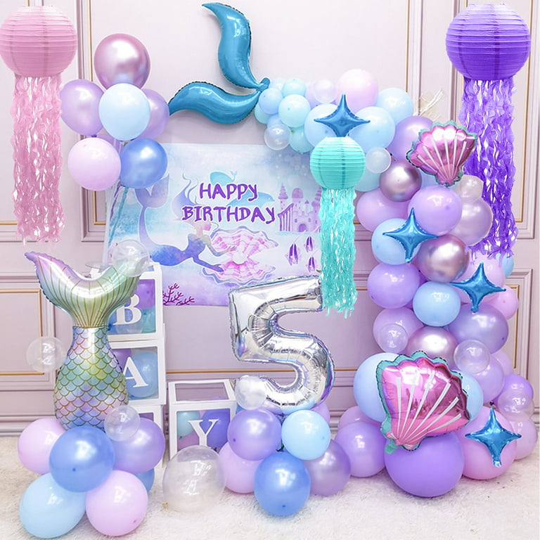 6/8 Pcs Unicorn Jellyfish Paper Lanterns Party Decorations Blue White  Purple Pink Mermaid Hanging Lantern Lamps for Baby Shower Ocean Theme Decor  Under The Sea Classroom Girls Birthday Party Supplies 
