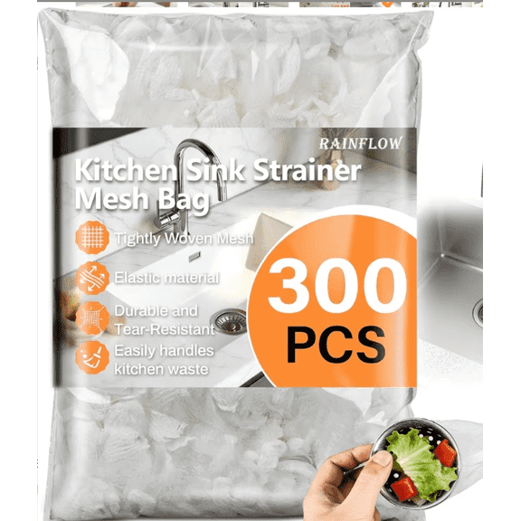 300 Pack Kitchen Sink Strainer Mesh Bag - Disposable Sink Drain Covers,Kitchen Essentials Sink Filter Nets, Anti-Clogging Sink Drain Strainer Collecting Leftovers, Hair, Debris