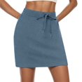 thumbnail image 1 of TZEWGL Womens Solid Linen Mini Golf Skirts Drawcord Low Elastic Waist Shorts A Line Skorts With Pockets For Female size L, 1 of 7