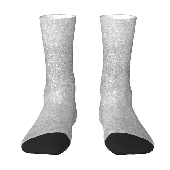 Zeuib Silver Glitter High-Performance Moisture-Wicking SocksmDurable, Breathable, Anti-Odor, Cushioned Support, Non-Slip Heel Tab-One Size